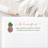 Elegant Tropische Floral Pineappel Etiket (Insitu)