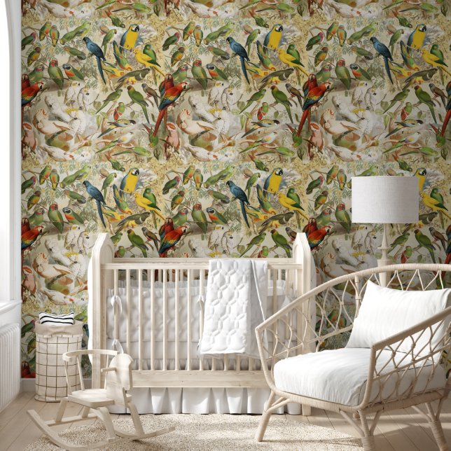 Elegant  Tropische Vogelparrots Behang (Kinderen)