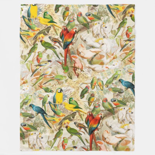 Elegant  Tropische Vogelparrots Fleece Deken (Voorkant)
