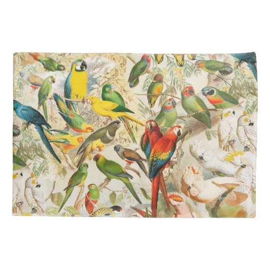 Elegant  Tropische Vogelparrots Kussensloop (Achterkant-Links)