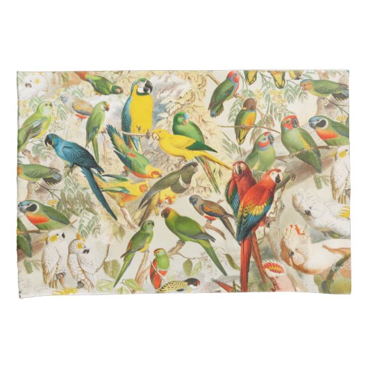 Elegant  Tropische Vogelparrots Kussensloop (Voorkant-Rechts)