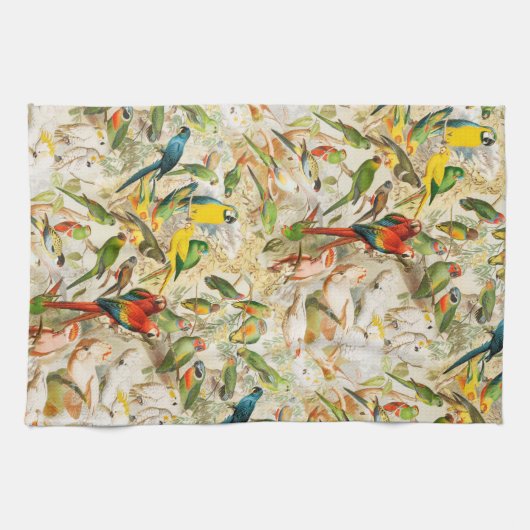 Elegant  Tropische Vogelparrots Theedoek (Horizontaal)