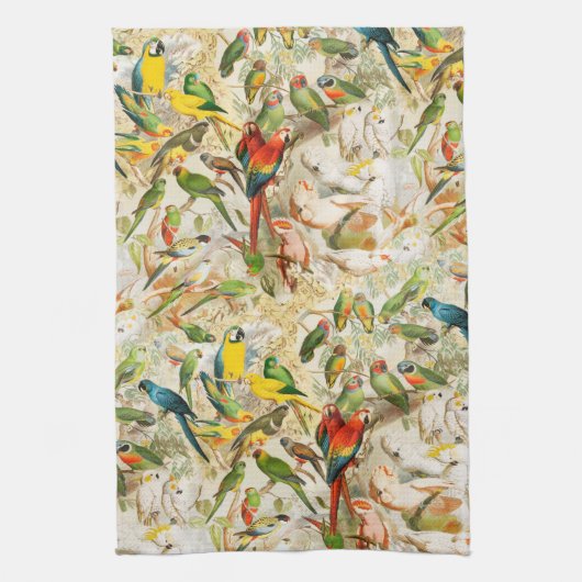 Elegant  Tropische Vogelparrots Theedoek (Verticaal)