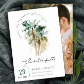 Elegant tropische Waterverf palm boomstructuurfoto Save The Date
