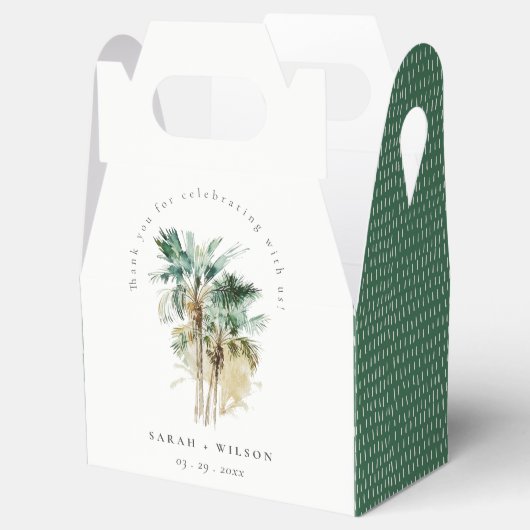 Elegant Tropische Waterverf Palm Trees Wedding Bedankdoosjes (Geopend)