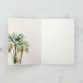 Elegant Tropische Waterverf Palm Trees Wedding Bedankkaart (Binnen)
