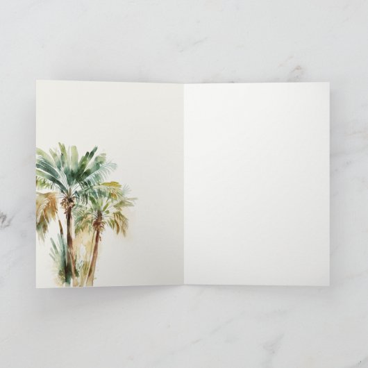 Elegant Tropische Waterverf Palm Trees Wedding Bedankkaart (Binnen)