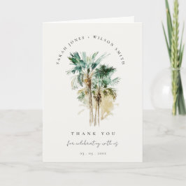 Elegant Tropische Waterverf Palm Trees Wedding Bedankkaart