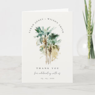 Elegant Tropische Waterverf Palm Trees Wedding Bedankkaart