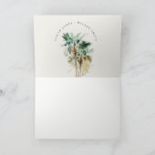 Elegant Tropische Waterverf Palm Trees Wedding Bedankkaart (Binnen)