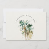Elegant Tropische Waterverf Palm Trees Wedding Bedankkaart (Achterkant)