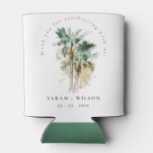 Elegant Tropische Waterverf Palm Trees Wedding Blikjeskoeler (Achterkant)