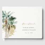 Elegant Tropische Waterverf Palm Trees Wedding Gastenboek (Voorkant)