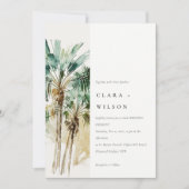 Elegant Tropische Waterverf Palm Trees Wedding Kaart (Voorkant)