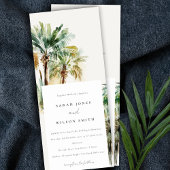 Elegant Tropische Waterverf Palm Trees Wedding Kaart