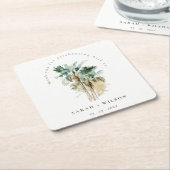 Elegant Tropische Waterverf Palm Trees Wedding Kartonnen Onderzetters (Schuin)