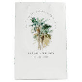Elegant Tropische Waterverf Palm Trees Wedding Medium Cadeauzakje (Voorkant)