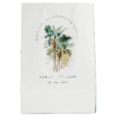 Elegant Tropische Waterverf Palm Trees Wedding Medium Cadeauzakje (Achterkant)