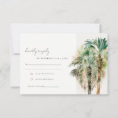 Elegant Tropische Waterverf Palm Trees Wedding RSVP Kaartje (Voorkant)