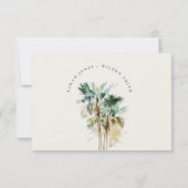Elegant Tropische Waterverf Palm Trees Wedding RSVP Kaartje (Achterkant)