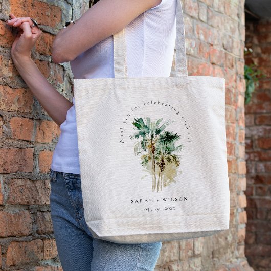 Elegant Tropische Waterverf Palm Trees Wedding Tote Bag
