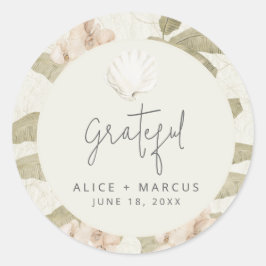 Elegant Tropsich Bruiloftsfeestje op het Strand Ronde Sticker
