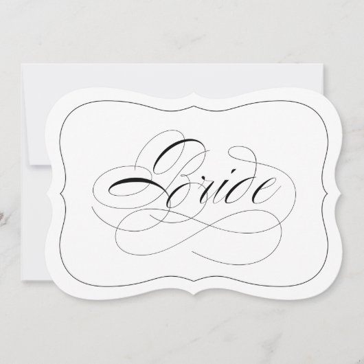 Elegant Trouw Bruid Bord Uitgestanste Zwarte Rand Kaart (Voorkant)