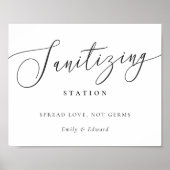 Elegant Trouw Bruidsborrel Sanitizing Station Poster (Voorkant)