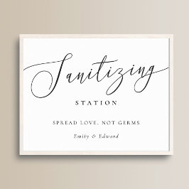 Elegant Trouw Bruidsborrel Sanitizing Station Poster