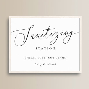 Elegant Trouw Bruidsborrel Sanitizing Station Poster