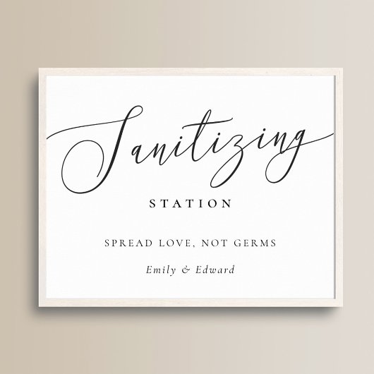 Elegant Trouw Bruidsborrel Sanitizing Station Poster