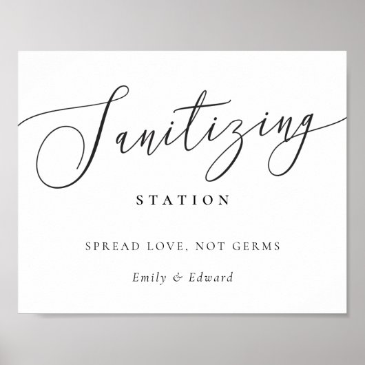 Elegant Trouw Bruidsbruiloft Sanitizatie Station Poster (Voorkant)