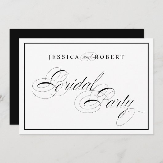 Elegant Trouw Bruidsmeisjes Bord Met Zwarte Rand Kaart (Voorkant / Achterkant)