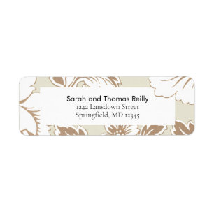 Elegant Trouw Bruine en Witte Bloemen Adres Etiket