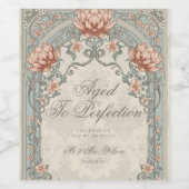 Elegant Trouw Goud Roze Wijnfles Etiket (Enkel label)