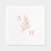Elegant Trouw Monogram Groene Bladeren Folie Servetten (Voorkant)