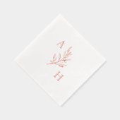Elegant Trouw Monogram Groene Bladeren Folie Servetten (Rechts)