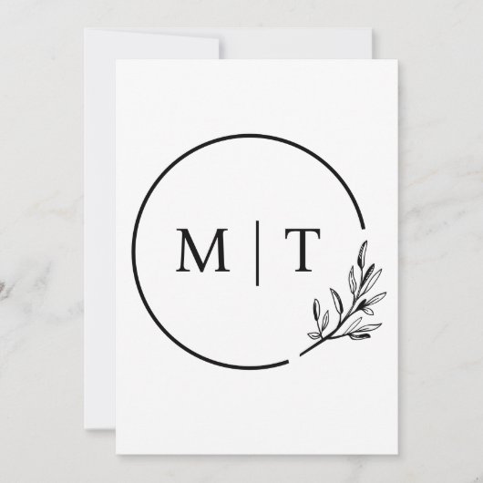 Elegant Trouw Monogram Groene Bladeren Kaart (Voorkant)