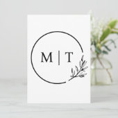 Elegant Trouw Monogram Groene Bladeren Kaart (Staand voorkant)