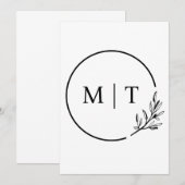 Elegant Trouw Monogram Groene Bladeren Kaart (Voorkant / Achterkant)