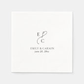 Elegant Trouw Monogram Logo Initiaal Namen Datum Servet (Voorkant)