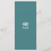Elegant Trouw Vintage Bloem Monogram Turkoois Menu (Achterkant)