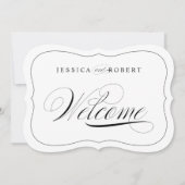 Elegant Trouw Welkom Bord Met Zwarte Rand Stans Kaart (Voorkant)