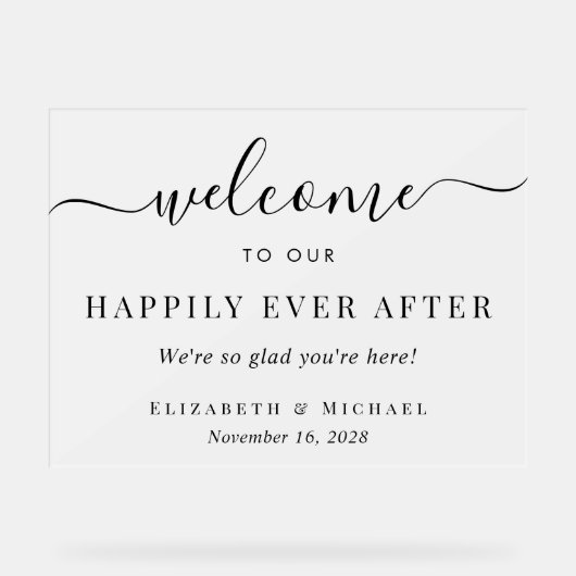 Elegant Trouw Welkom Frosted Acryl Bord (Voorkant)