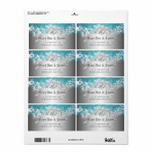 Elegant trouwadres barok bloeiend blauw etiket (Full Sheet)