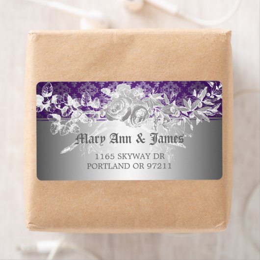 Elegant trouwadres barok bloeit Paarse Etiket (Insitu)