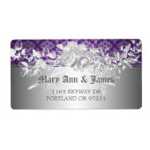 Elegant trouwadres barok bloeit Paarse Etiket (Voorkant)