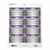 Elegant trouwadres barok bloeit Paarse Etiket (Full Sheet)