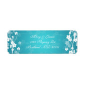 Elegant trouwadres Cherry Blossom Blauw Etiket (Voorkant)