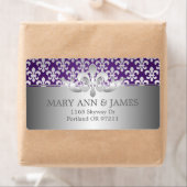 Elegant trouwadres Fleur de Lis Paarse Etiket (Insitu)